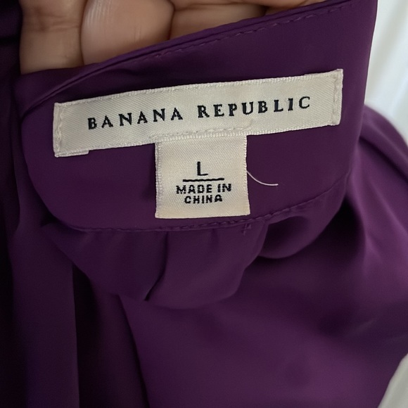 Banana Republic purple tunic style pullover top 3/4 puff sleeve L - Picture 6 of 6